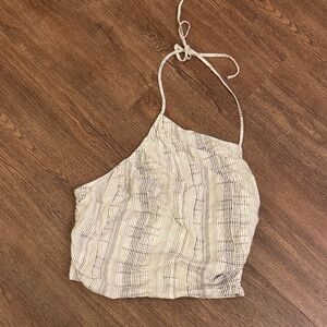 Elegant Beige Striped Halter Top